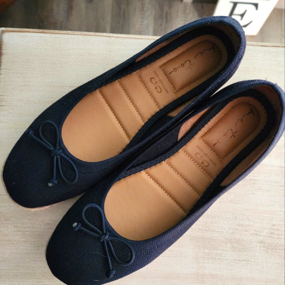 me too Navy blue ballet espadrilles flats